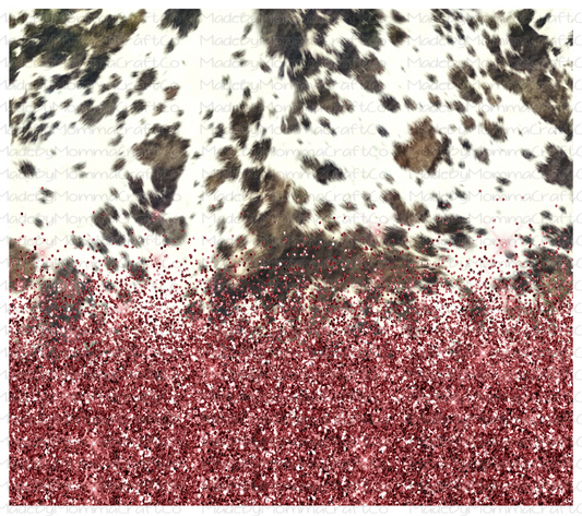 Rose Gold Glitter and Cowhide Wrap Sublimation or Waterslide Wrap - 20oz and 30oz