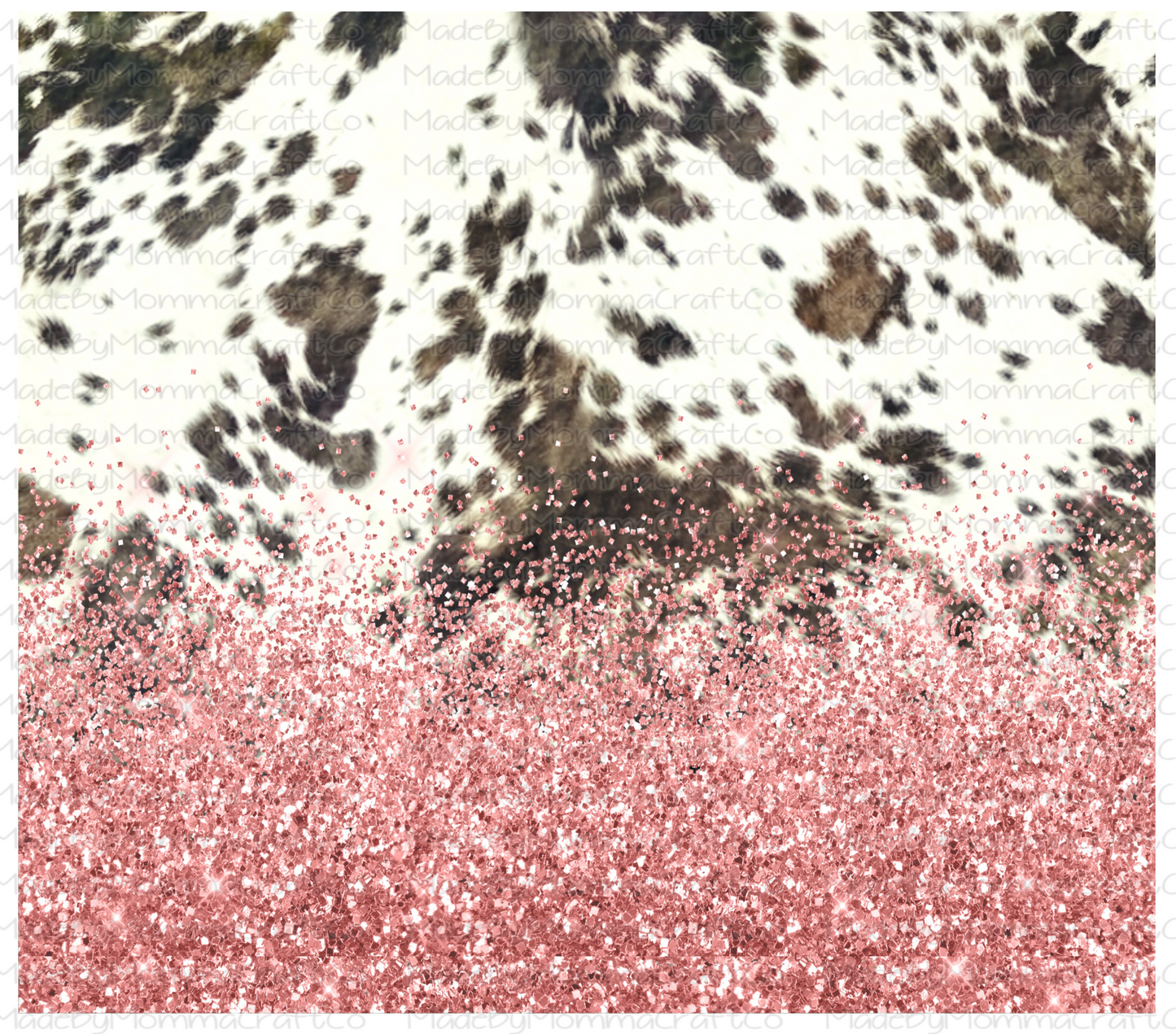 Pink Glitter and Cowhide Wrap Sublimation or Waterslide Wrap - 20oz and 30oz