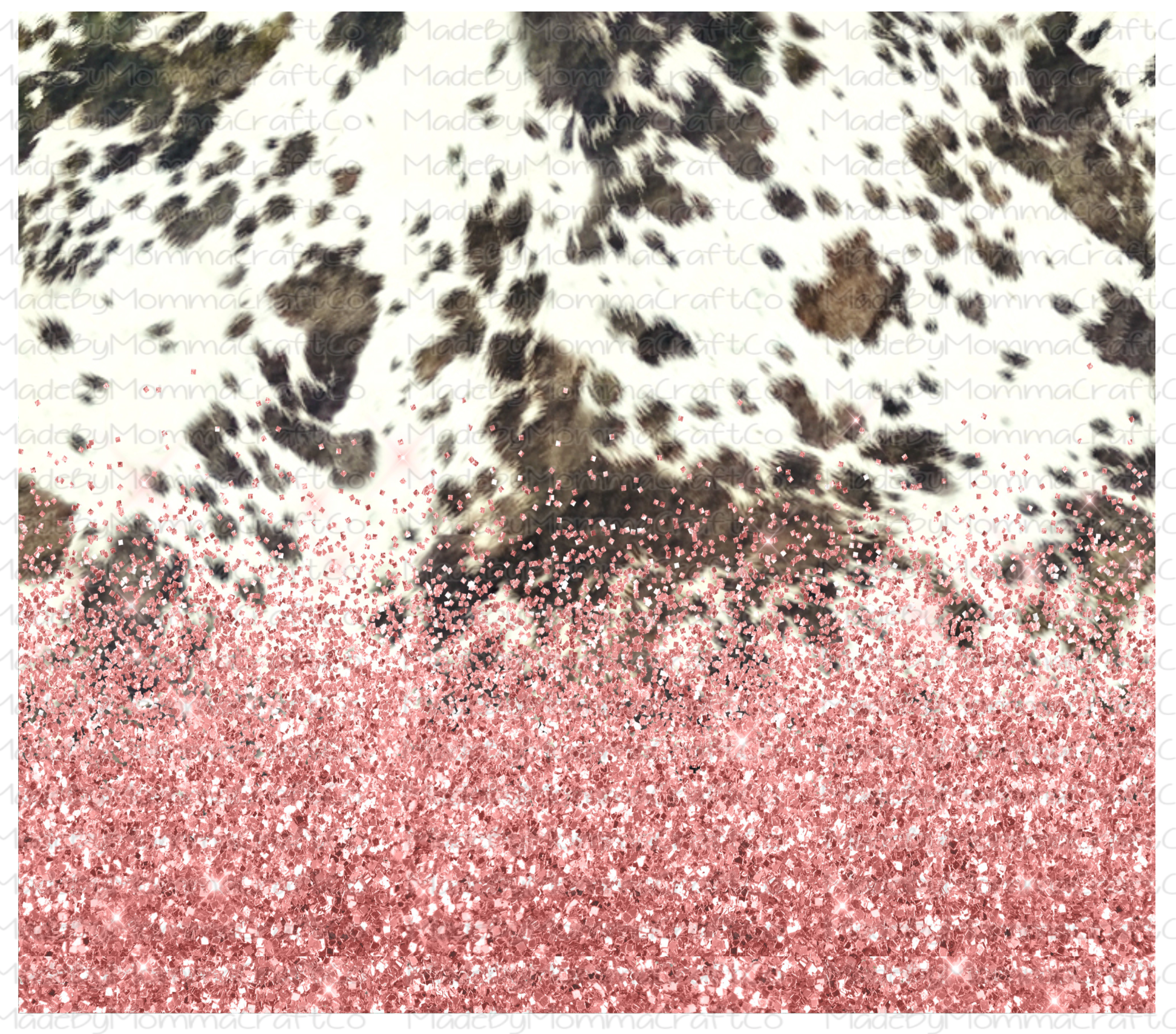 Pink Glitter and Cowhide Wrap Sublimation or Waterslide Wrap - 20oz and 30oz