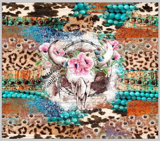 Skull Western Sublimation or Waterslide Wrap