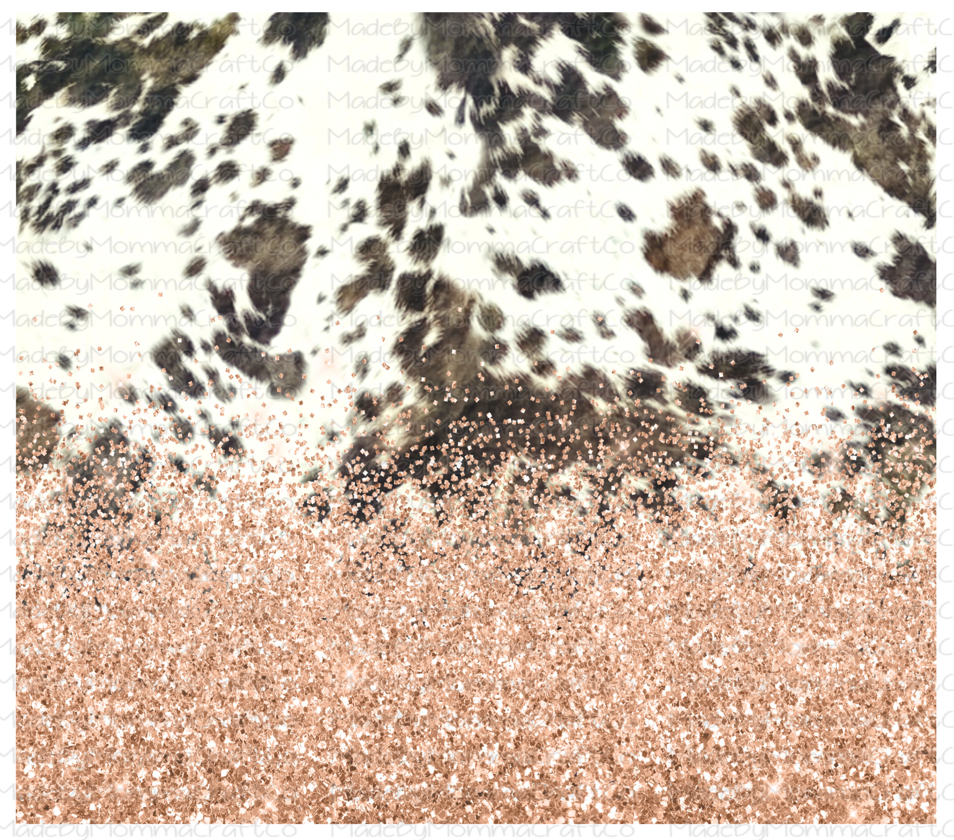 Peach Glitter and Cowhide Wrap Sublimation or Waterslide Wrap - 20oz and 30oz