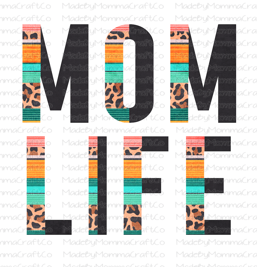 Mom Life Half Leopard Serape - Cheat Clear Waterslide™ or White Cast Sticker