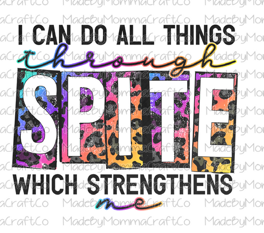 I Can Do All Things Through Spite Which Strengthens Rainbow Leopard - Cheat Clear Waterslide™ or White Cast Sticker