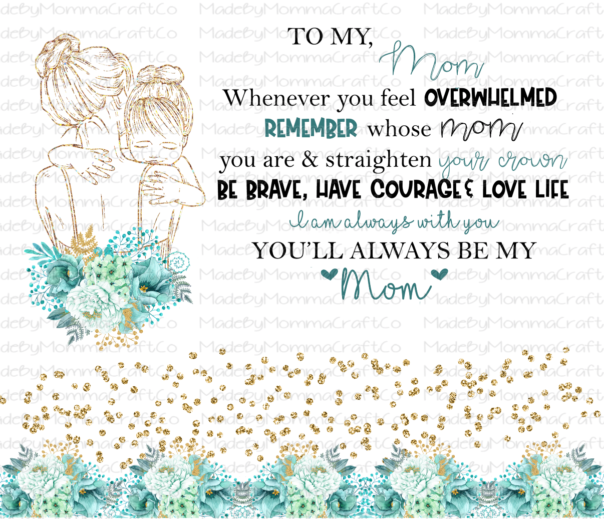 To My Mom Sublimation Tumbler Wrap - Or Clear Waterslide Wrap