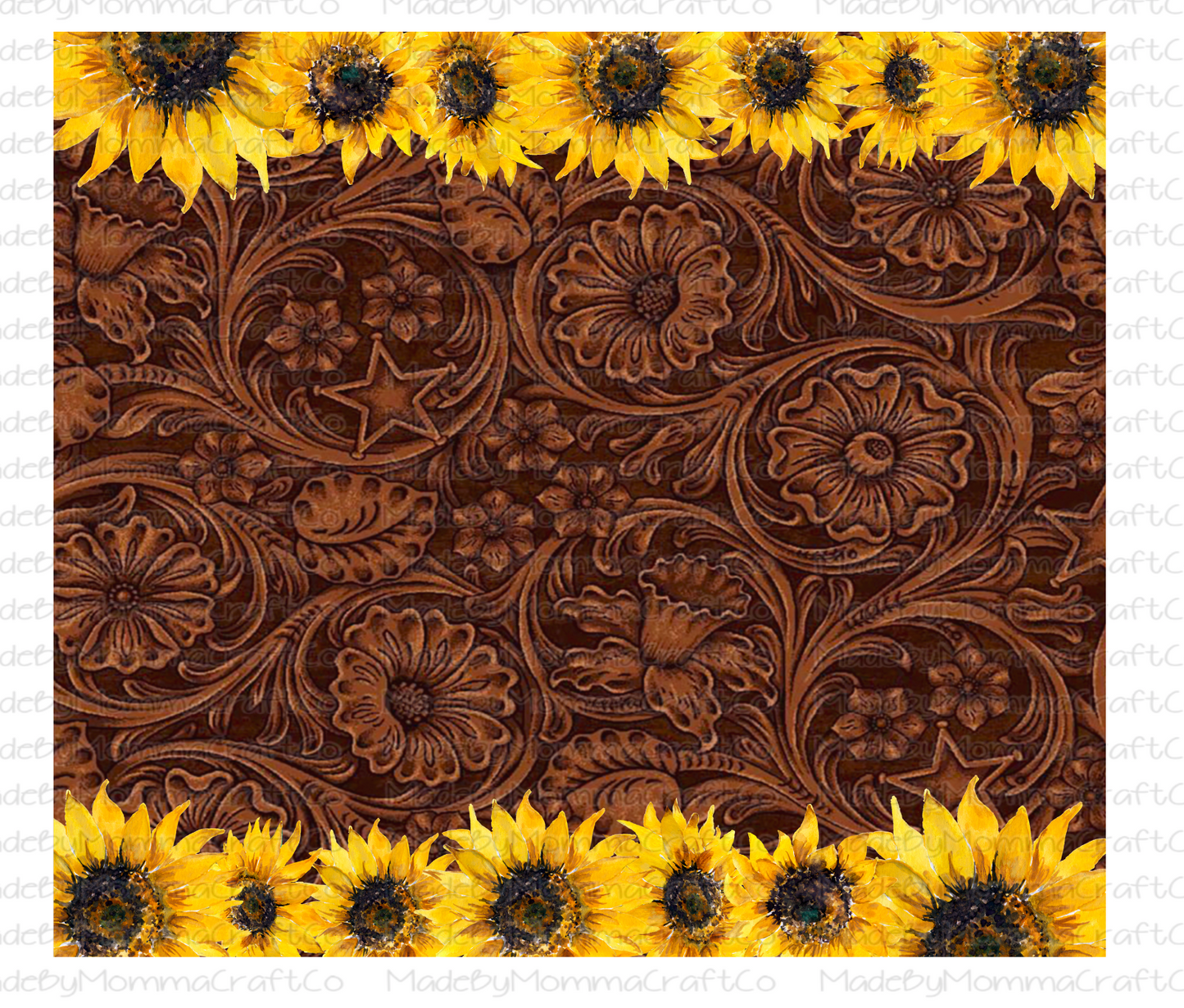 Leather Sunflower Sublimation or Waterslide Wrap + Pen Wrap Set - Printed or Digital Download