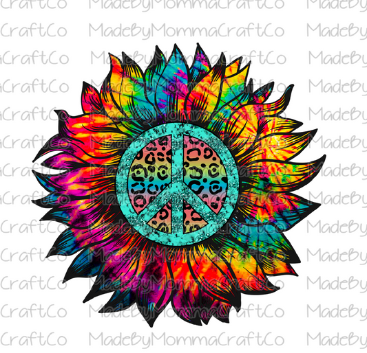 Tie Dye Peace Sign Sunflower Cheat Clear Waterslide™ or White Cast Sticker