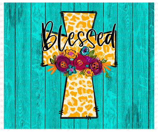 Blessed Cross Sublimation Tumbler Wrap - Or Clear Waterslide Wrap