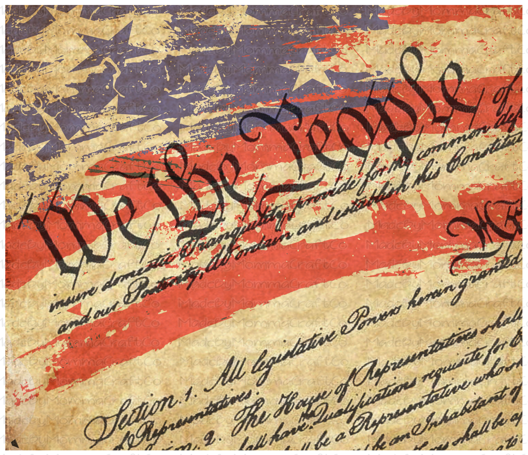 We The People Sublimation Tumbler Wrap - Or Clear Waterslide Wrap