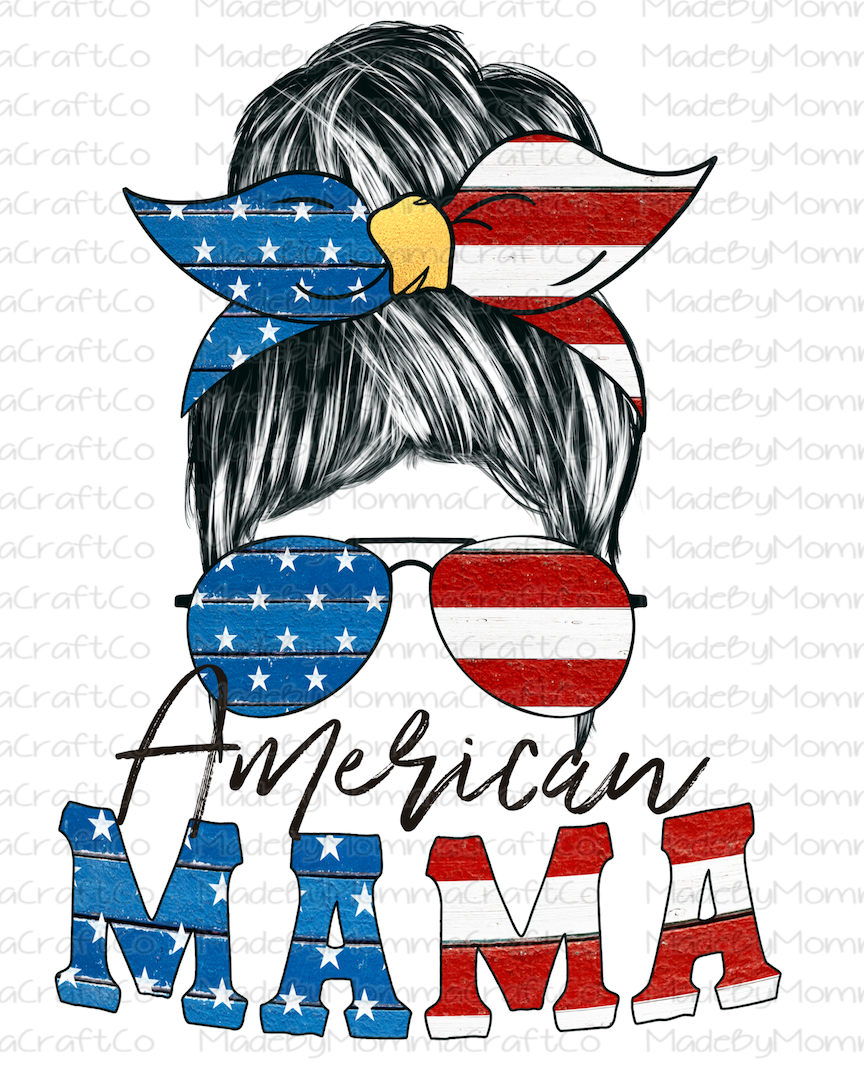 American Mama Messy Bun - Cheat Clear Waterslide™ or White Cast Sticker