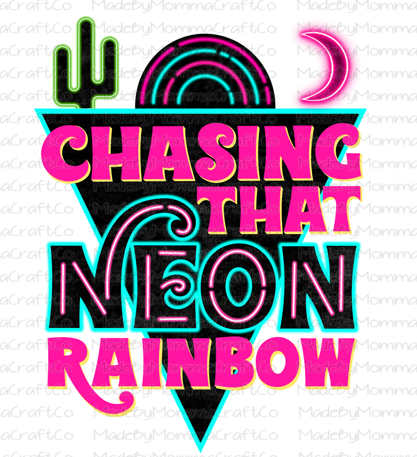 Retro Chasing That Neon Rainbow Pink Teal and Black - Cheat Clear Waterslide™ or White Cast Sticker