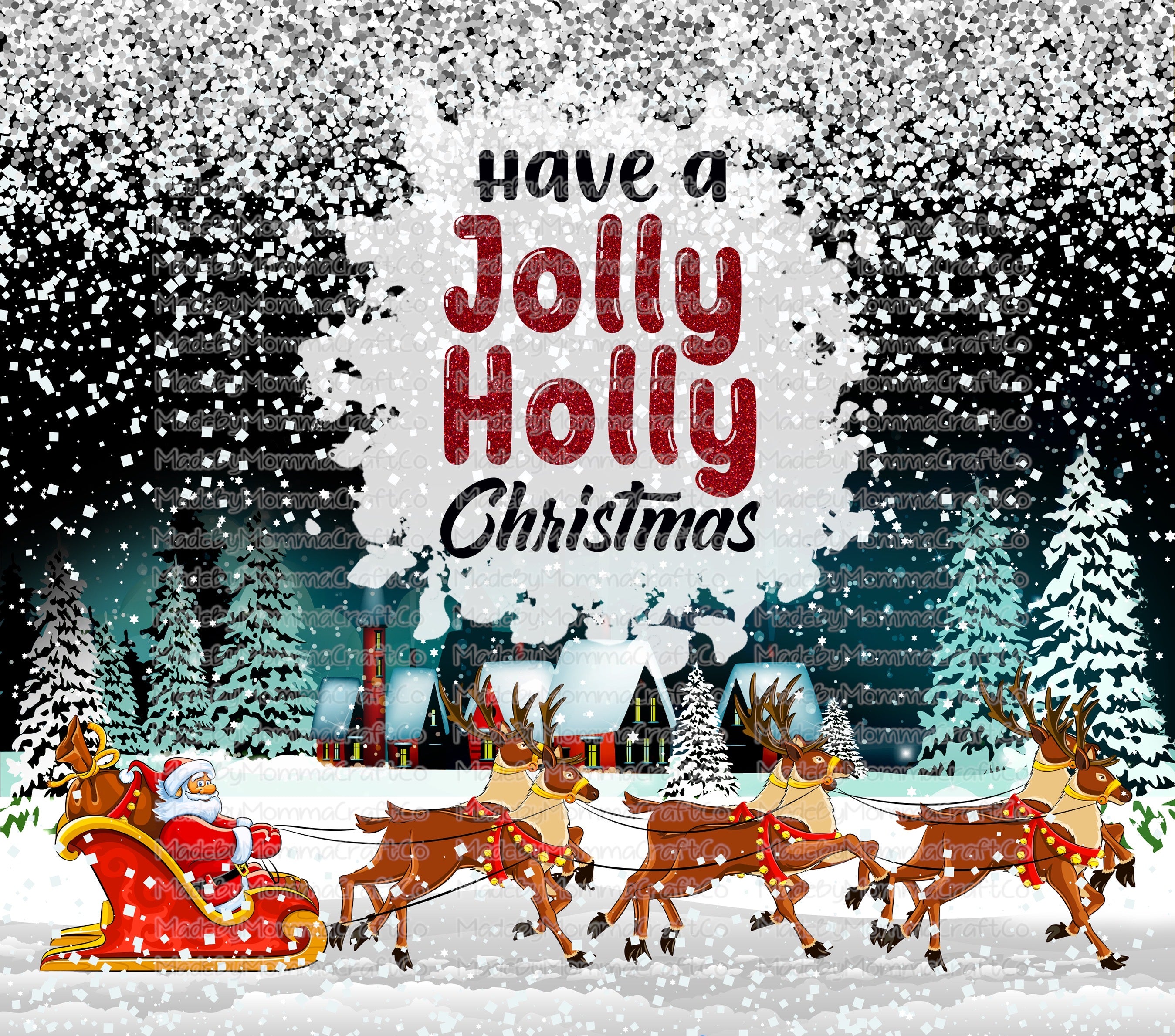 Holly Jolly Christmas Tumbler Wrap - Sublimation Vinyl Or Waterslide Wrap