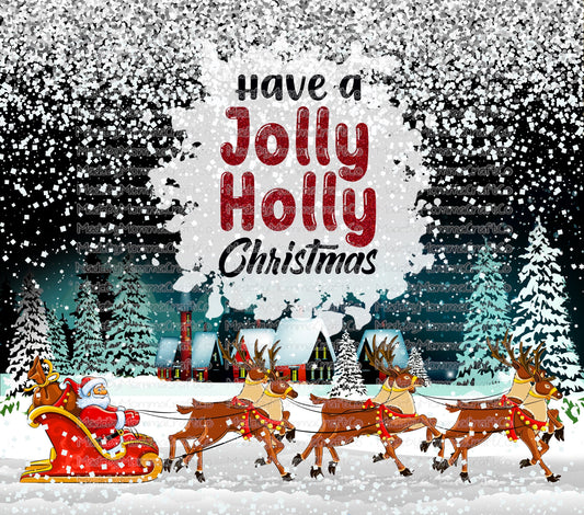 Holly Jolly Christmas Tumbler Wrap - Sublimation Vinyl Or Waterslide Wrap