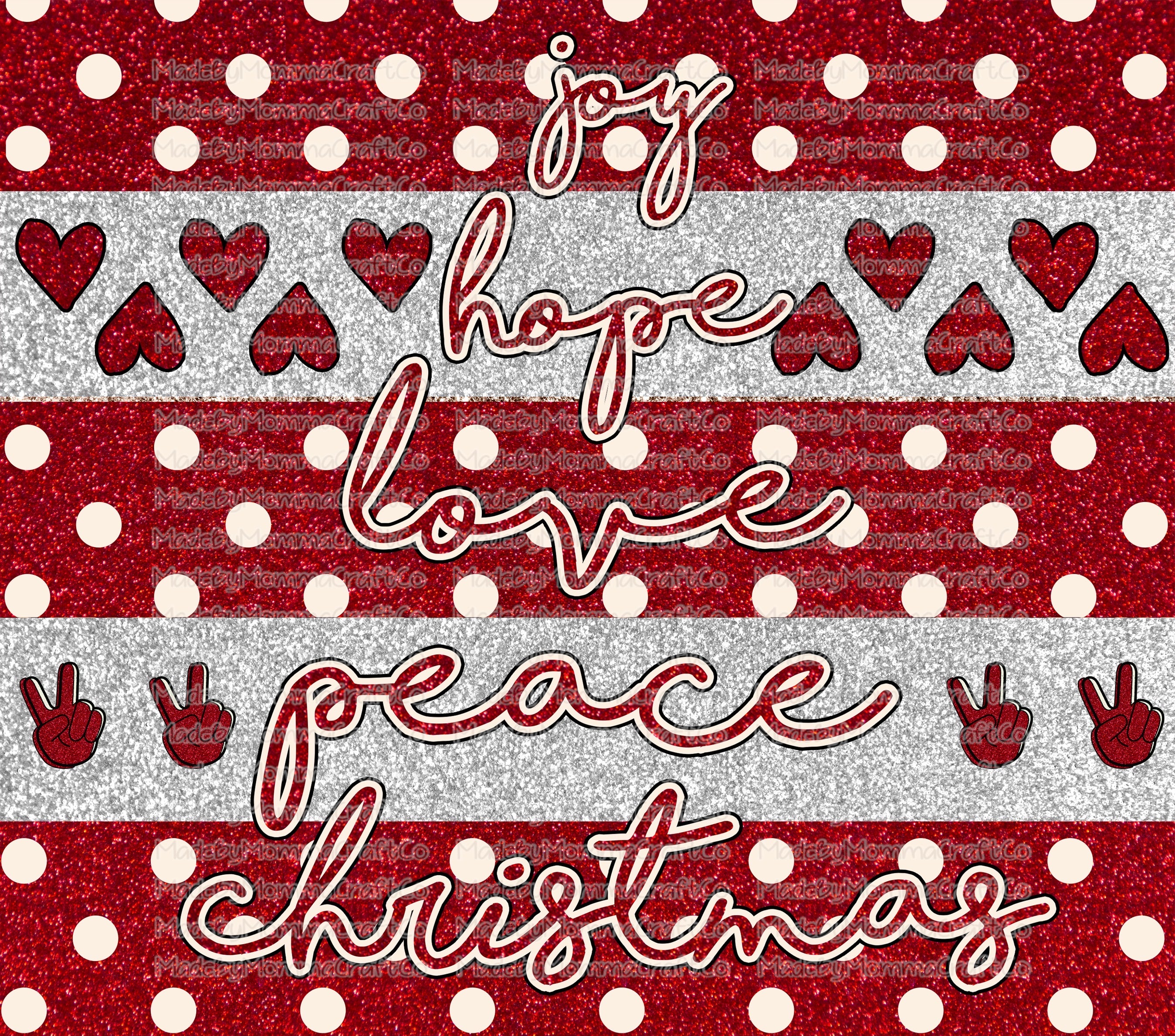 Joy Hope Love Peace Christmas Tumbler Wrap - Sublimation Vinyl Or Waterslide Wrap