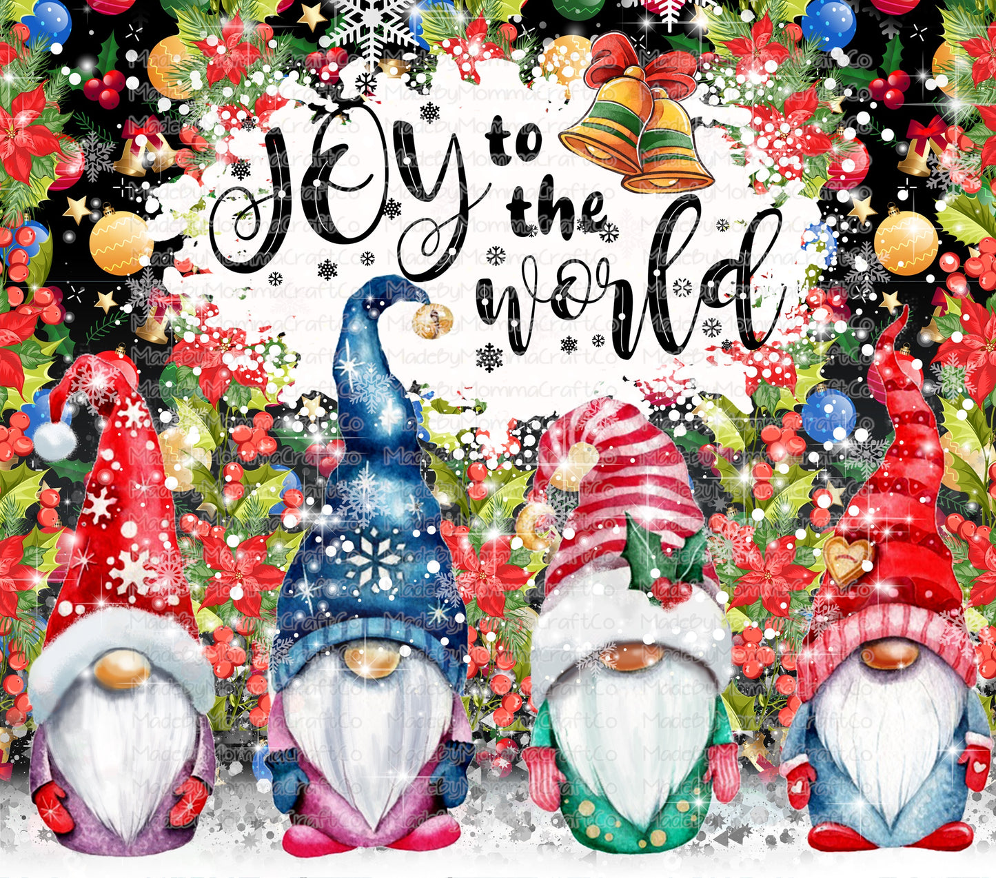 Joy To The World Gnomes Christmas Tumbler Wrap - Sublimation Vinyl Or Waterslide Wrap