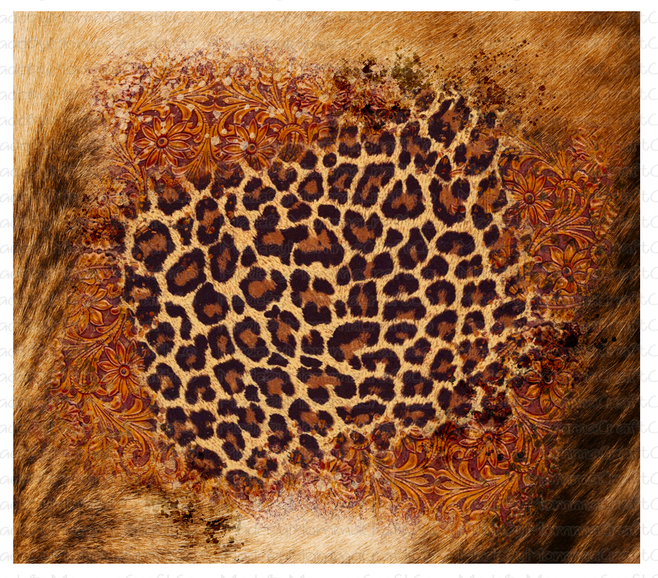 Leather Leopard Cowhide Mix Sublimation Tumbler Wrap - Or Clear Waterslide Wrap -Or Digital Download