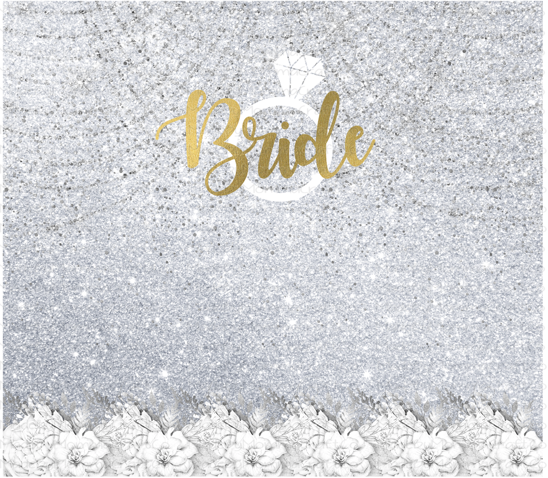 Silver Glitter Bride Sublimation Tumbler Wrap - Or Clear Waterslide Wrap