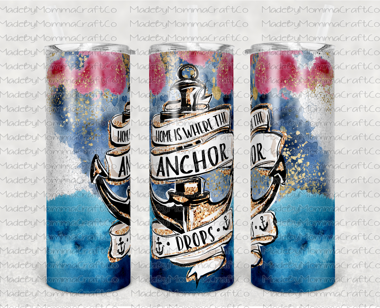 Home is where the Anchor Drops Sublimation Tumbler Wrap - Or Clear Waterslide Wrap