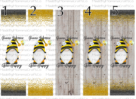 Gnome Worries Bee Happy Pen wraps - Printed Waterslide or Digital Download