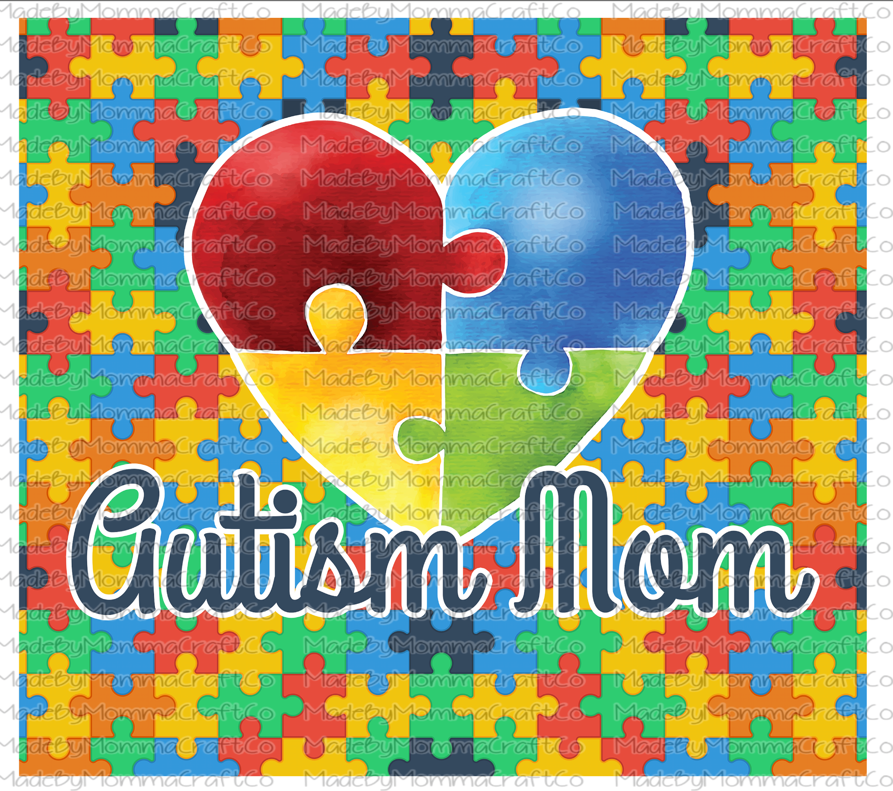 Autism Puzzle Sublimation Tumbler Wrap - Or Clear Waterslide Wrap