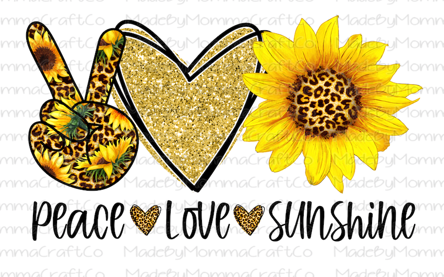 Peace Love Sunshine Leopard Heart Sunflower - Cheat Clear Waterslide™ or White Cast Sticker