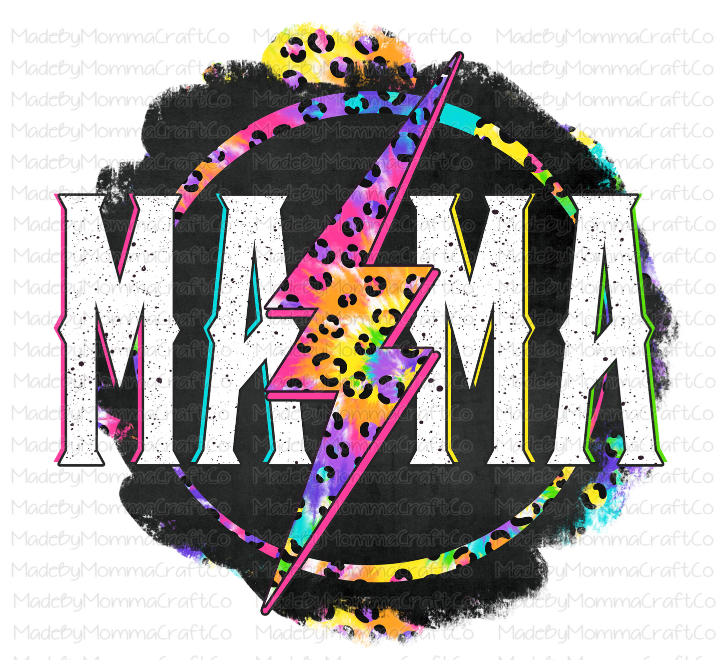 Retro Mama Tie Dye Leopard Lightning - Cheat Clear Waterslide™ or White Cast Sticker