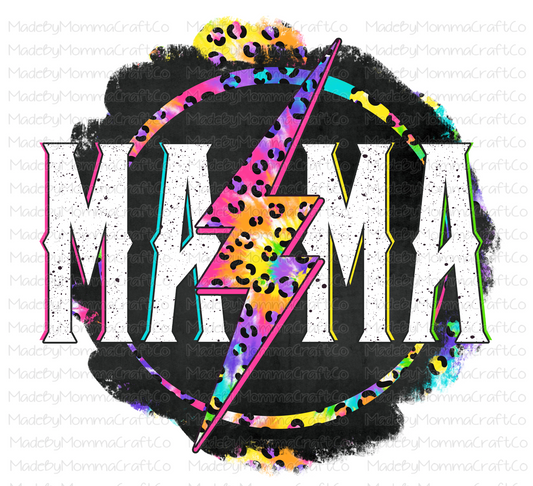 Retro Mama Tie Dye Leopard Lightning - Cheat Clear Waterslide™ or White Cast Sticker