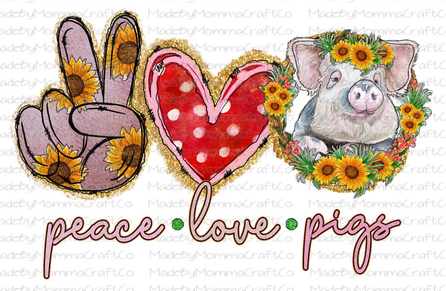 Peace Love and Pigs - Cheat Clear Waterslide™ or White Cast Sticker