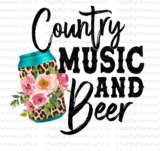 Country Music And Beer Leopard Floral - Cheat Clear Waterslide™ or White Cast Sticker