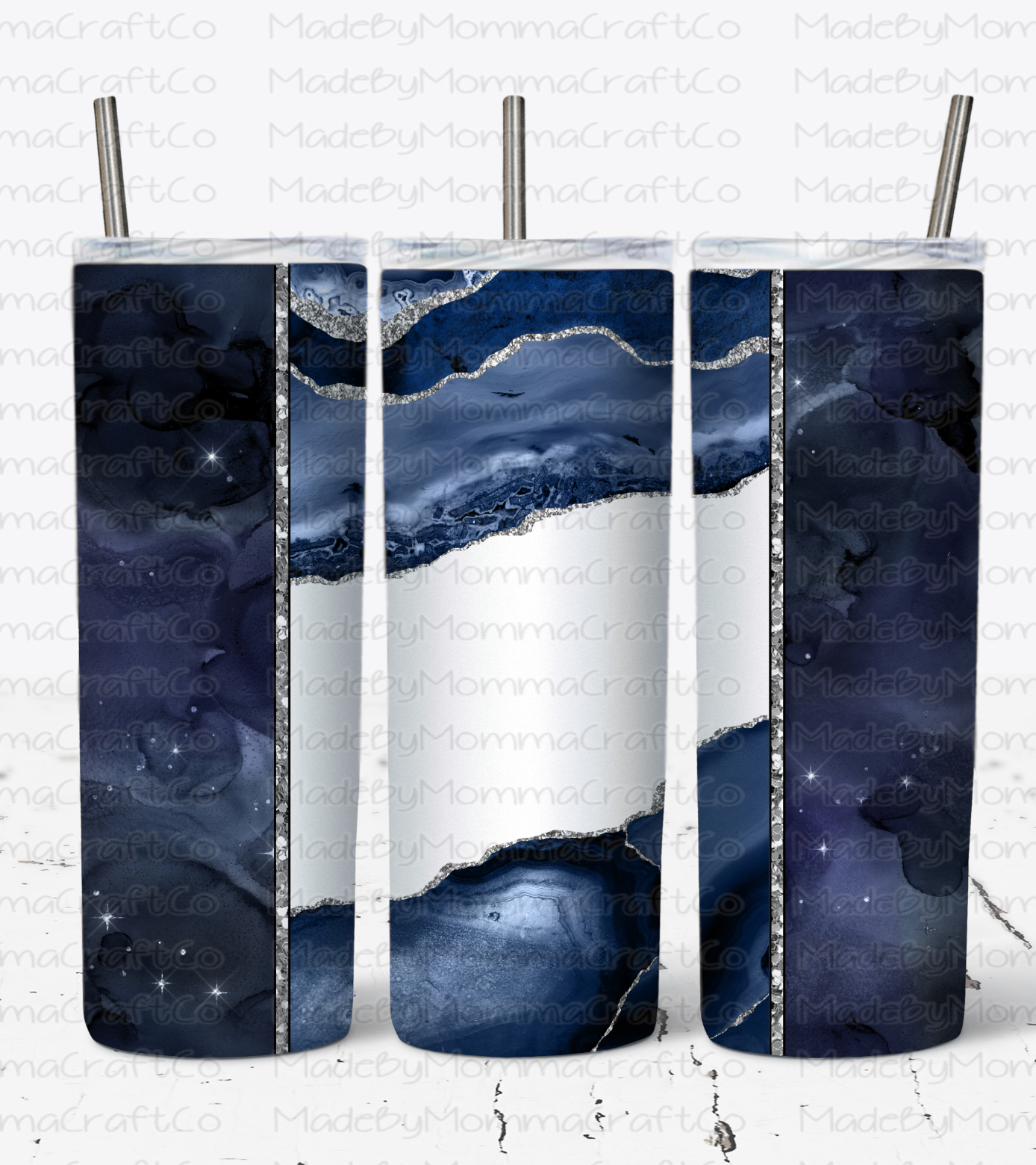 Blue AGATE Sublimation Tumbler Wrap - Or Clear Waterslide Wrap