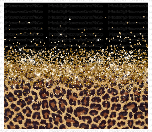 Leopard Gold Glitter Sublimation Tumbler Wrap - Or Clear Waterslide Wrap