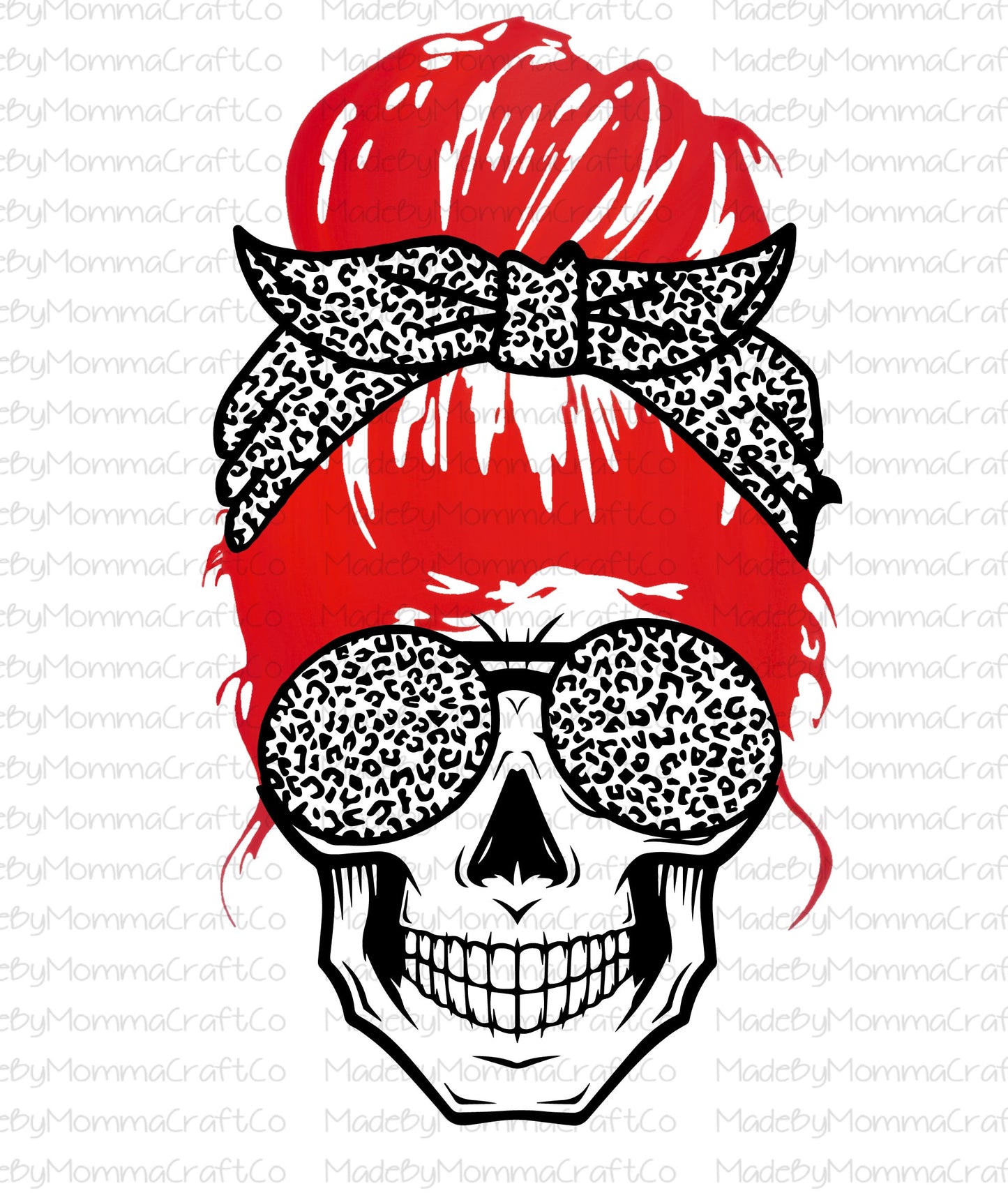 Red Head Mom Life Skull -Cheat Clear Waterslide™ or White Cast Sticker