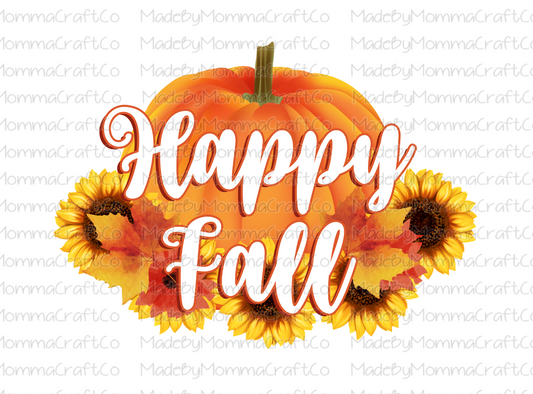 Happy Fall - Pumpkin - Sunflower - Cheat Clear Waterslide™ or White Cast Sticker