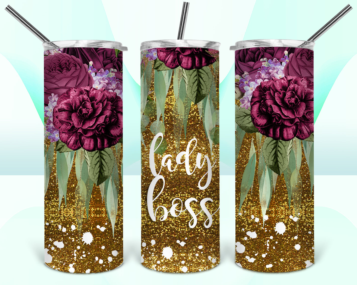 Lady Boss Floral Sublimation Tumbler Wrap - Or Clear Waterslide Wrap