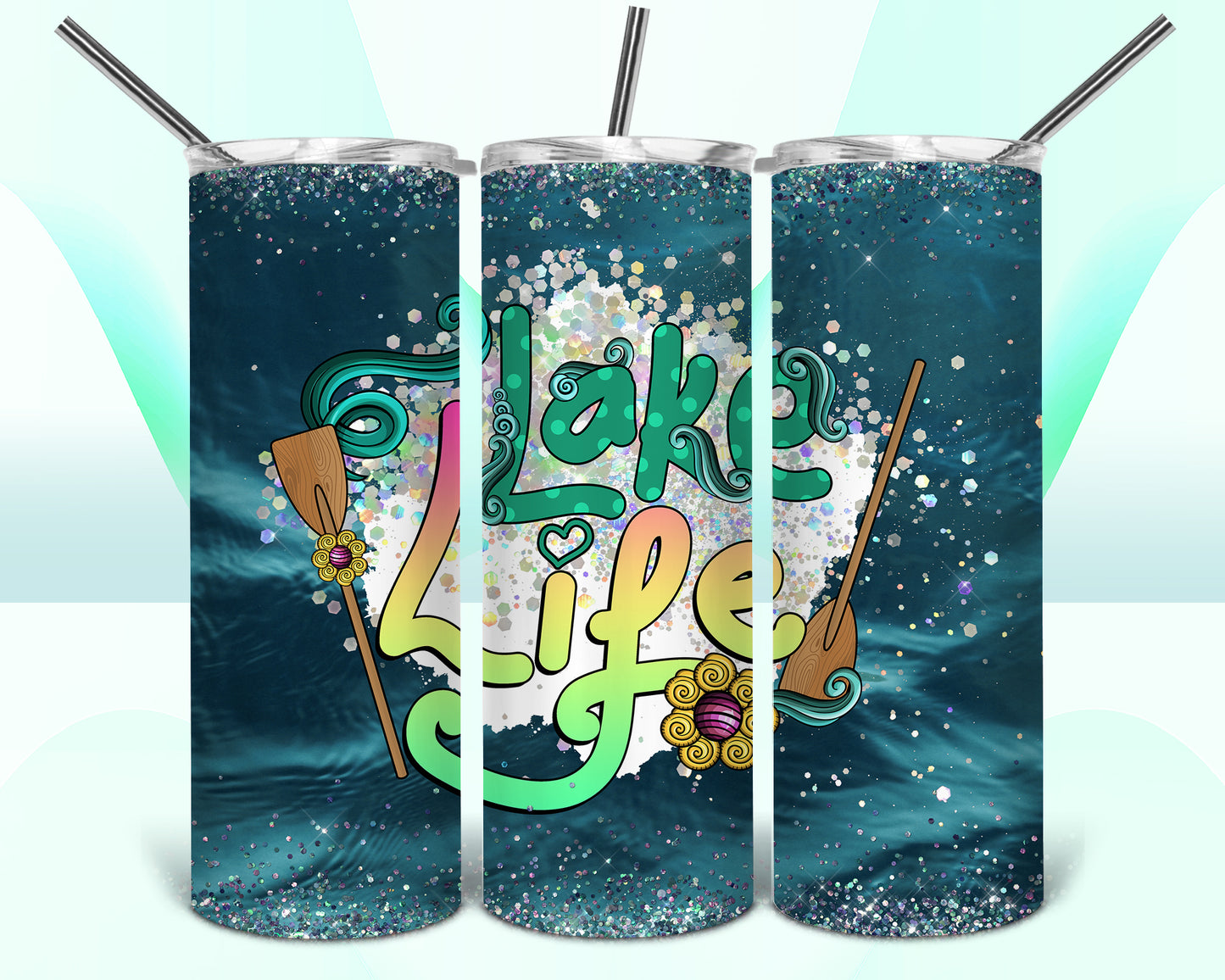 Lake Life Glitter Sublimation Tumbler Wrap - Or Clear Waterslide Wrap