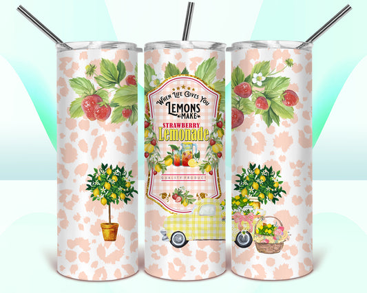 Strawberry Lemonade Sublimation Tumbler Wrap - Or Clear Waterslide Wrap