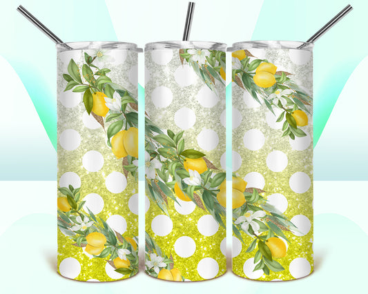 Lemons Glitter Sublimation Tumbler Wrap - Or Clear Waterslide Wrap