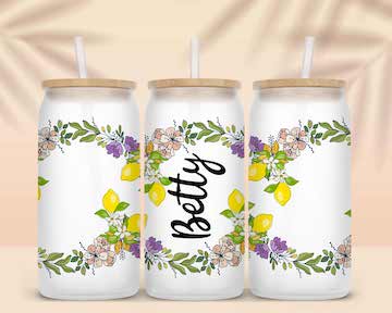 Lemons and Flowers Sublimation Libbey Can Wrap