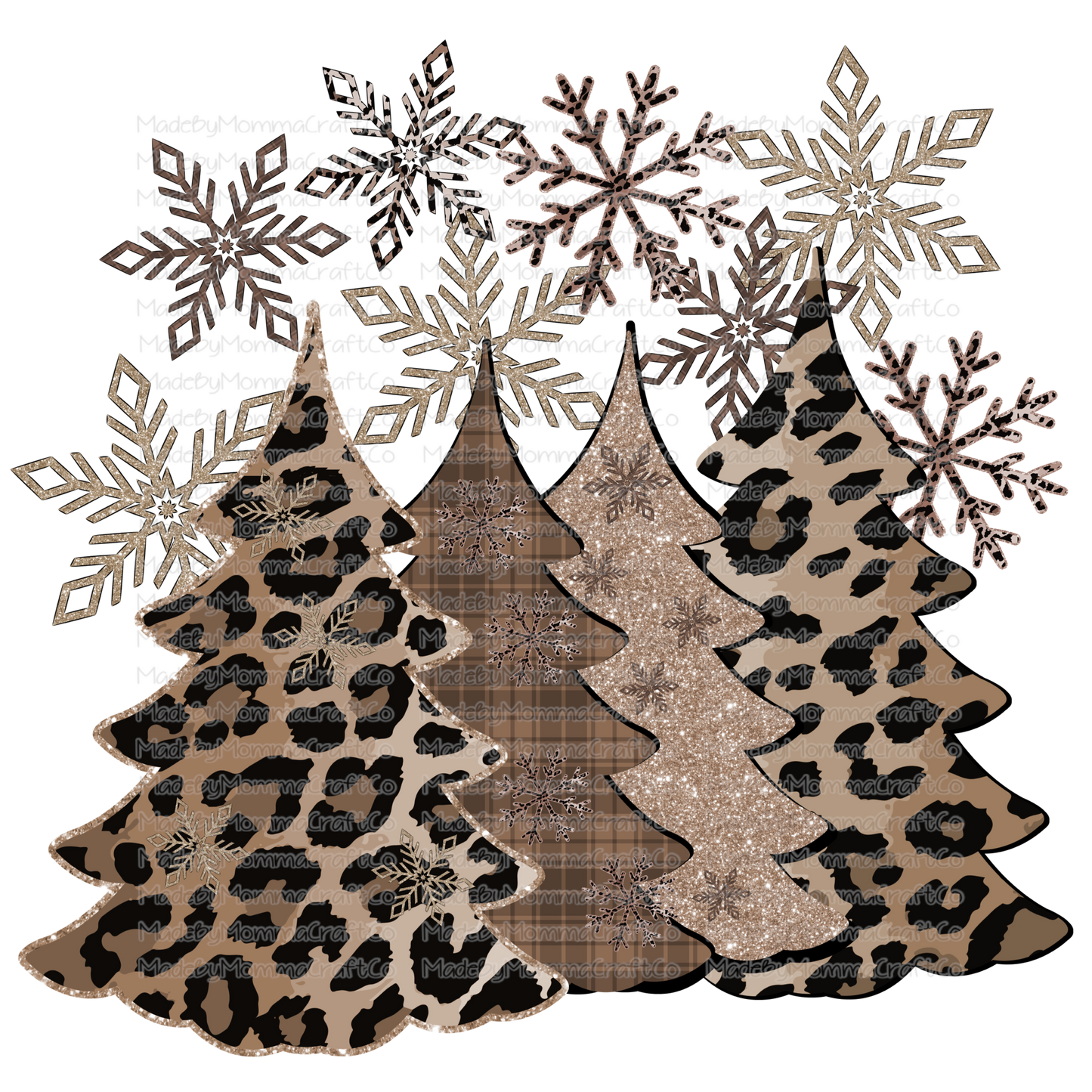 Leopard Tan Christmas Trees -Cheat Clear Waterslide™ or White Cast Sticker