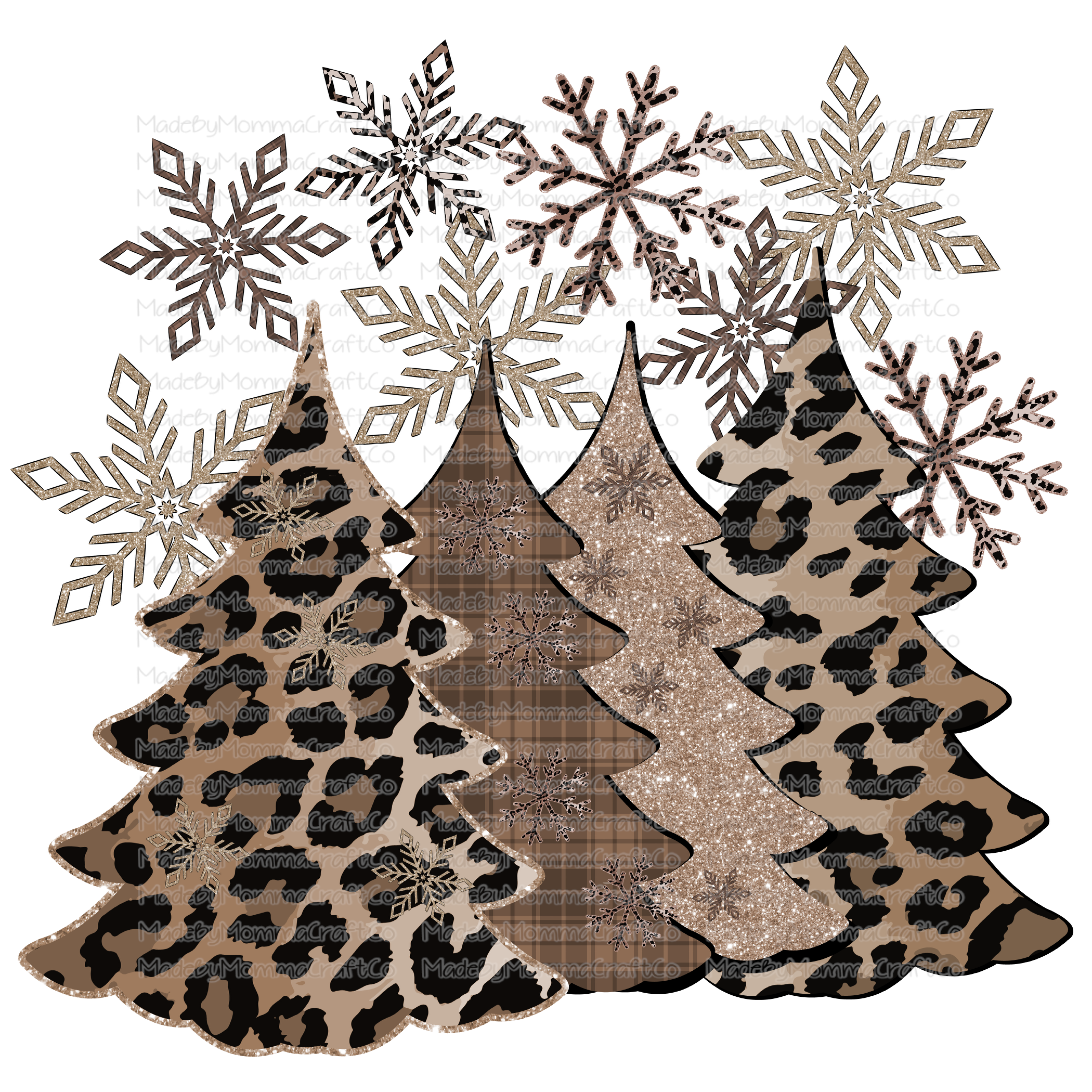 Leopard Tan Christmas Trees -Cheat Clear Waterslide™ or White Cast Sticker