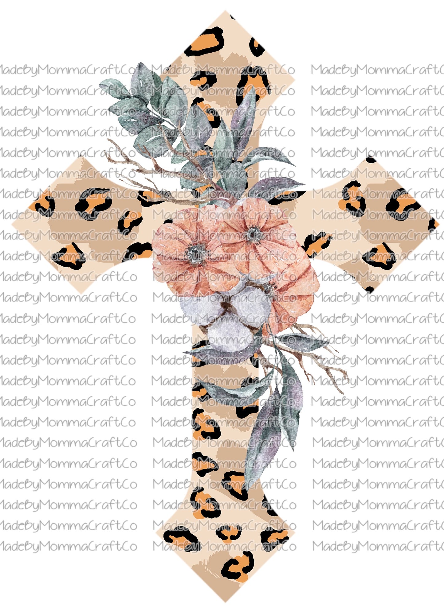 Leopard Floral cross - Cheat Clear Waterslide™ or White Cast Sticker