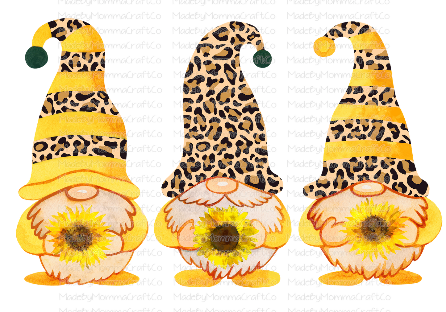 Leopard Gnomes Sunflowers -Cheat Clear Waterslide™ or White Cast Sticker