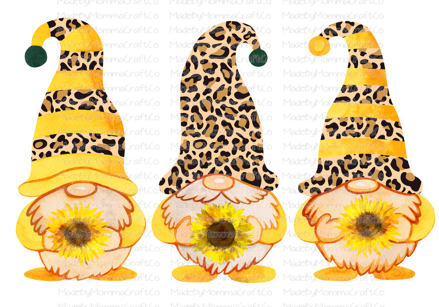 Leopard Gnomes Sunflowers -Cheat Clear Waterslide™ or White Cast Sticker