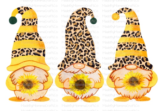 Leopard Gnomes Sunflowers -Cheat Clear Waterslide™ or White Cast Sticker