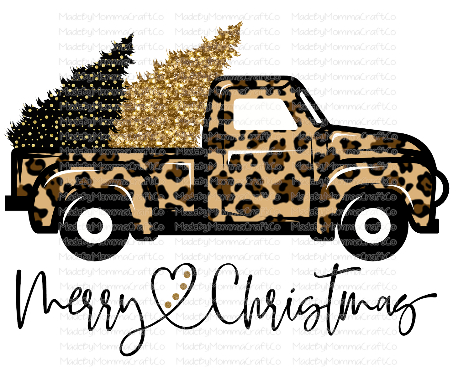 Merry Christmas Leopard Truck -Cheat Clear Waterslide™ or White Cast Sticker