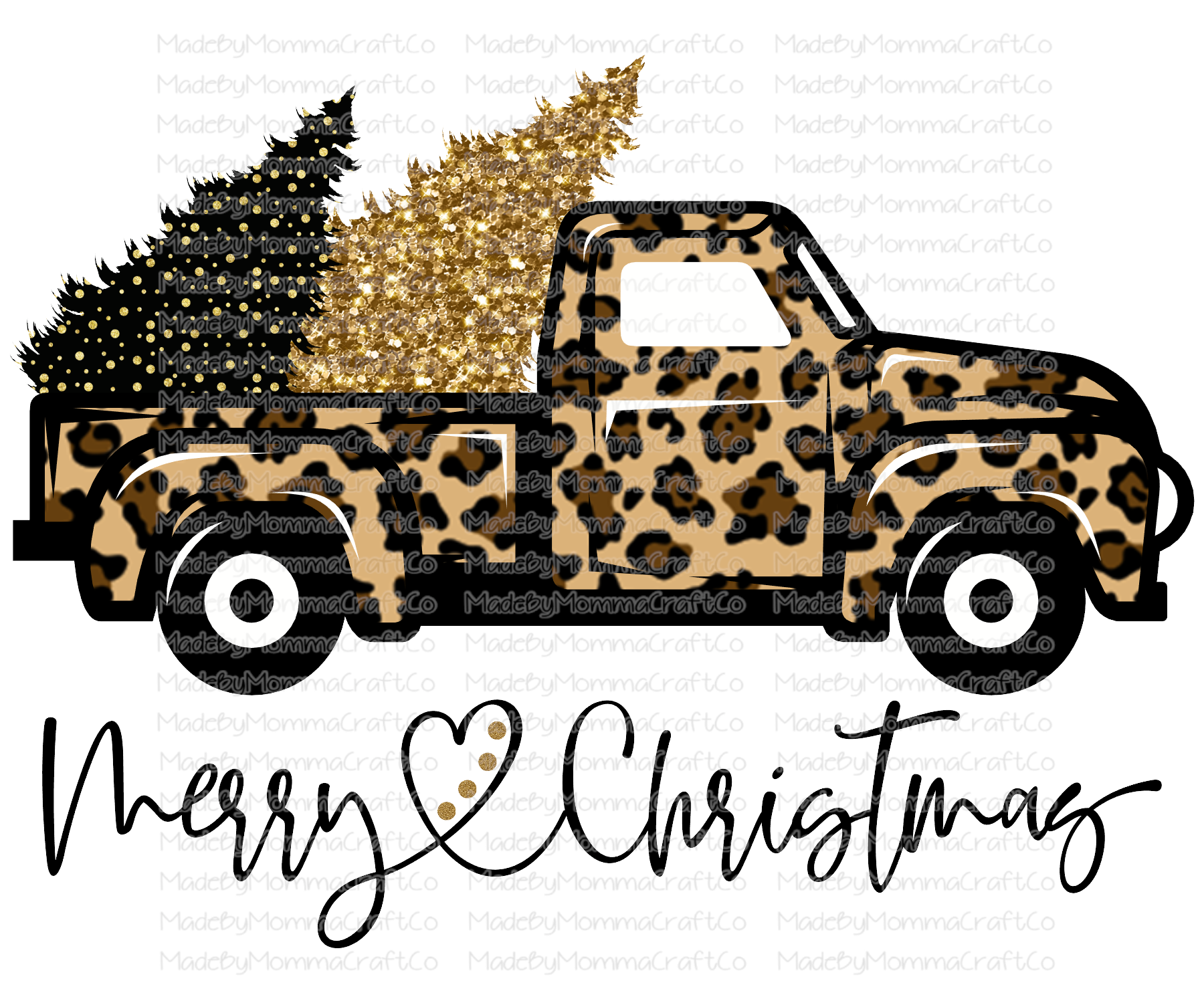 Merry Christmas Leopard Truck -Cheat Clear Waterslide™ or White Cast Sticker