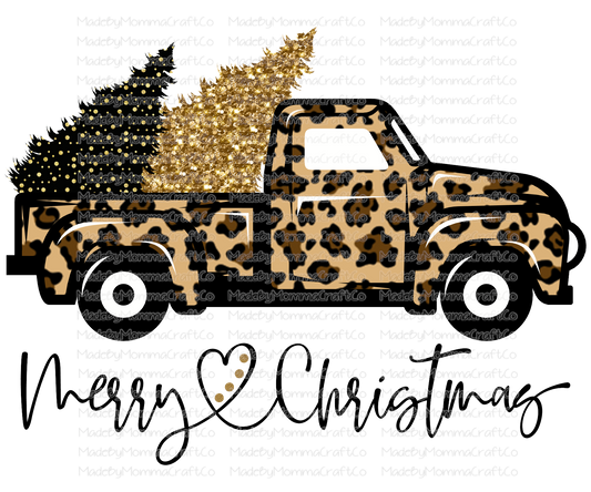 Merry Christmas Leopard Truck -Cheat Clear Waterslide™ or White Cast Sticker