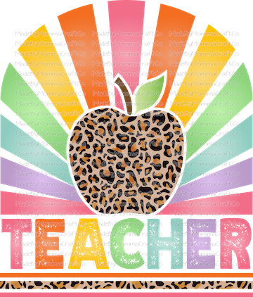 Leopard Rainbow Teacher -Cheat Clear Waterslide™ or White Cast Sticker