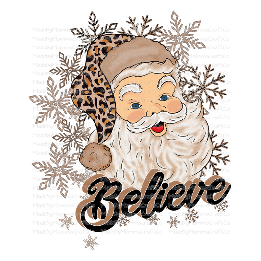 Believe Tan Leopard Santa -Cheat Clear Waterslide™ or White Cast Sticker