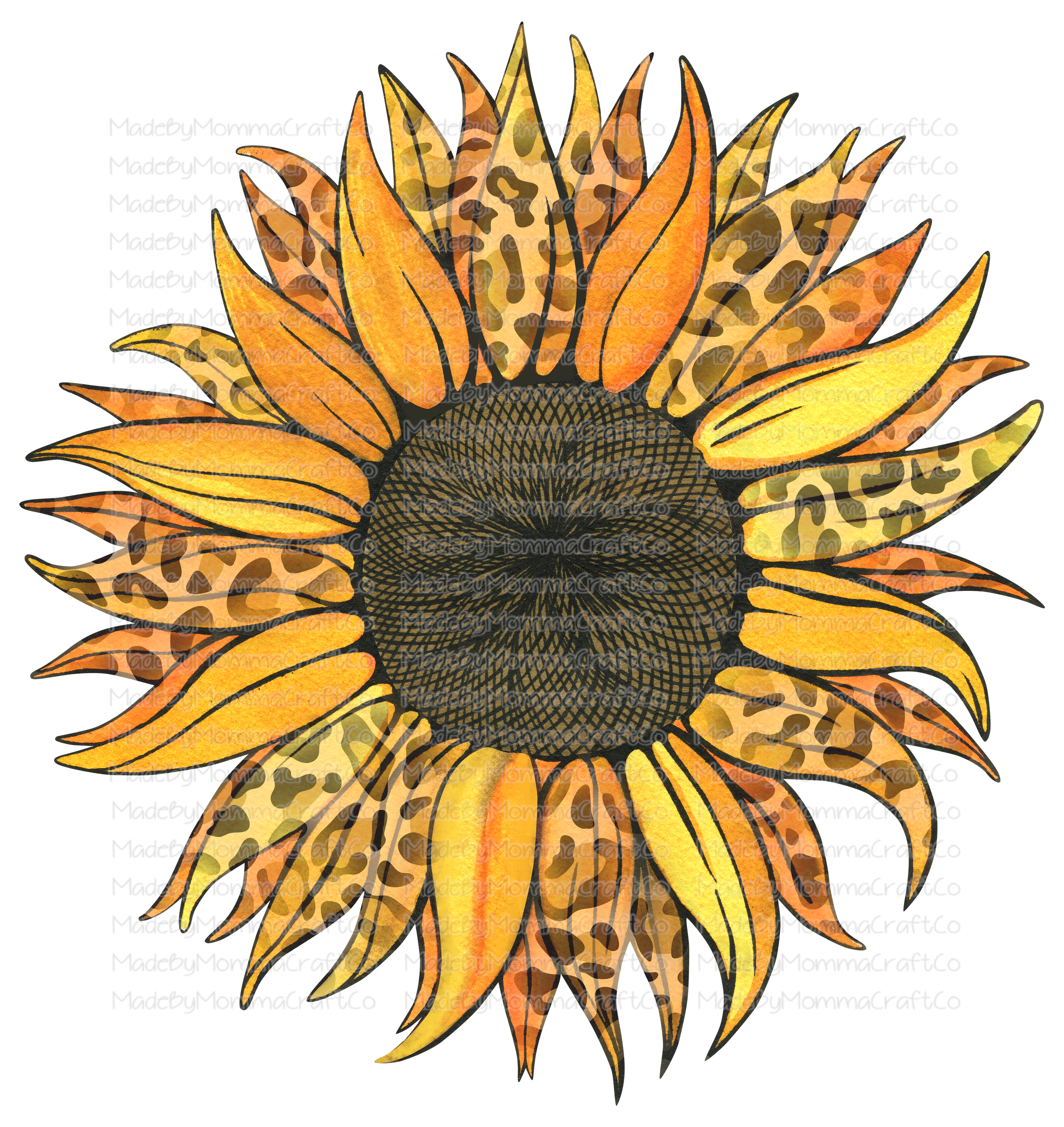 Leopard Sunflower -Cheat Clear Waterslide™ or White Cast Sticker