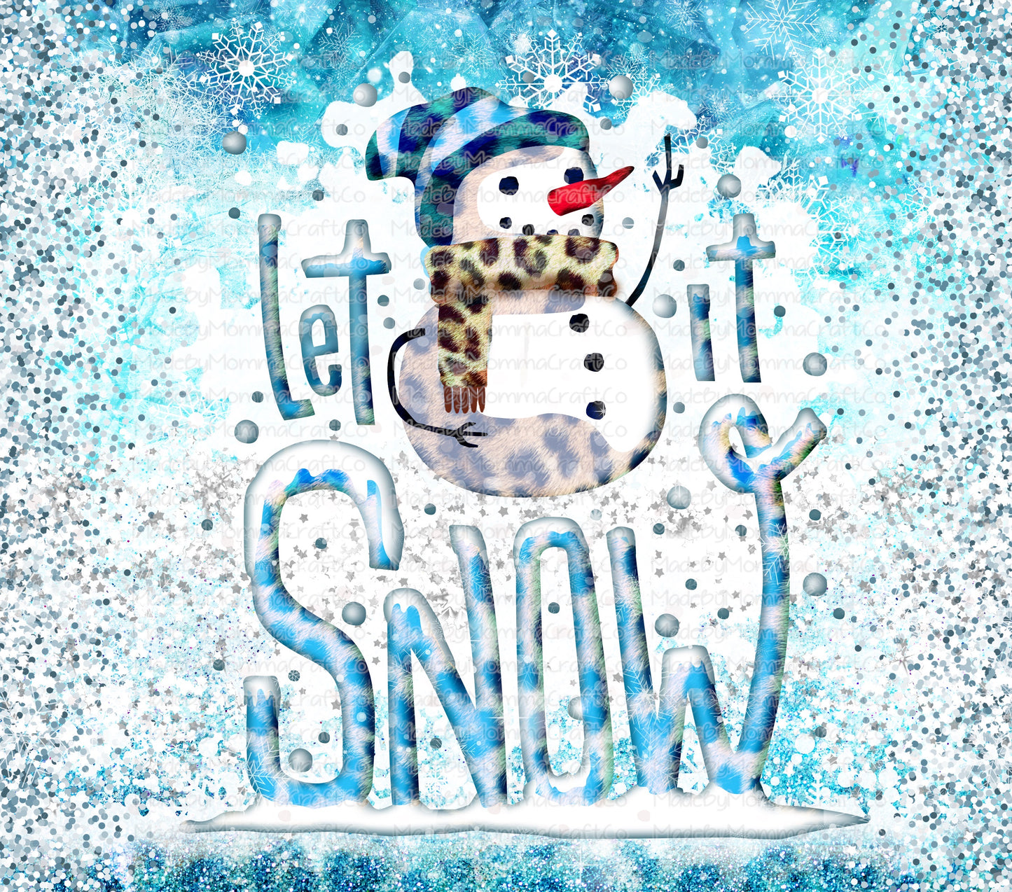 Let it Snow Christmas Tumbler Wrap - Sublimation Vinyl Or Waterslide Wrap